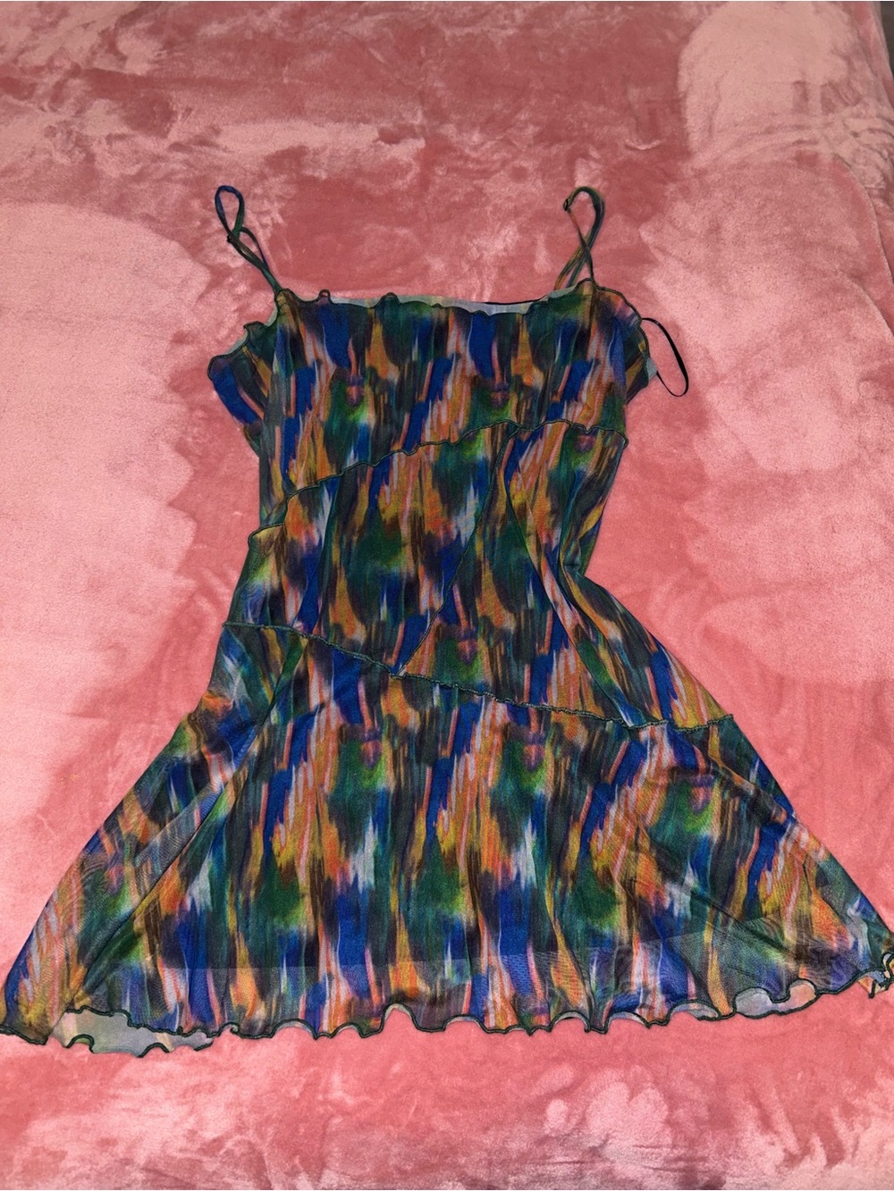Urban Outfitters Multicolor Blue Green Orange Print Maxi Dress